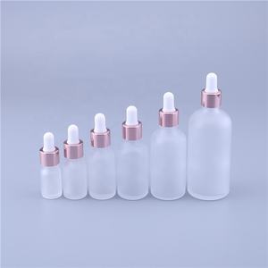 Botella de Vidrio Esmerilado con Gotero para Aceite Esencial de 5ml, 10ml, 15ml, 20ml, 30ml, 50ml, 100ml con Tapa Gotero y Anillo Dorado Rosa - Product Image 2