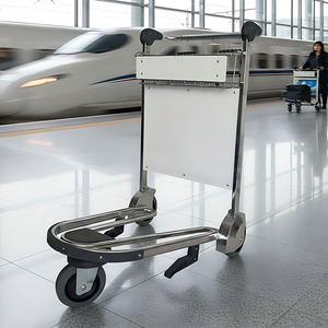 <b>Foldable</b> Stainless Steel Airport <b>Cart</b> with Seat 300kg Capacity for Cargo and Baggage Handling - Product Image 1