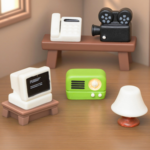 Creative Resin Mini Retro Home Appliances Figurine <b>Miniatures</b> Radio Computer Landline Projector Charm Ornaments DIY Accessories - Product Image 4