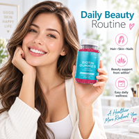Gummies à la biotine 10000mcg, 60 unités, avec kératine pour la santé des cheveux, de la peau et des ongles, approvisionnement en vrac OEM