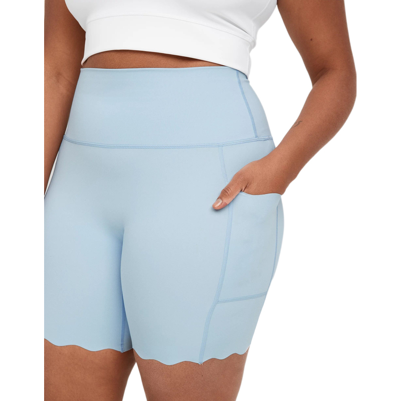 2022 High Waist Sports Wear Recycled Laser Cut Short Yoga Pants Fashion Yoga Shorts With Pockets.