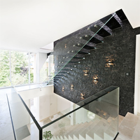 DAIYA escalier en verre avec barre de balustrade en acier, balustrade