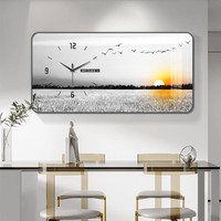 Jam Dinding Kristal Mewah dengan Kalender Jarum untuk Ruang Tamu, Ruang Makan, Kamar Tidur, Dekorasi Kreatif Modern