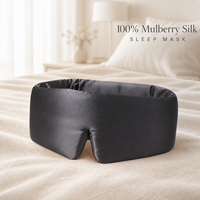 19 22mm Logo Kustom Tidak Beracun Sutra Polos Berbobot Dua Sisi Masker Mata Tidur Bernapas dari Sutra Mulberry dengan Velcro