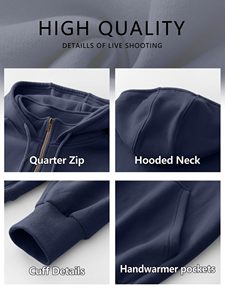 Jersey en blanco Fleece Custom Zip HOODIE con cremallera gruesa completa zip up hoodies unisex Hombres Loose Fit 1/4 Zip Pullover Sudadera - Product Image 2