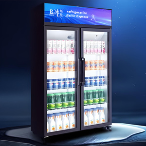 Étagères réglables, réfrigérateur à économie d'énergie, lumières LED, refroidissement par air, réfrigérateur-congélateur universel, présentoir de boissons, roues universelles - Product Image 2