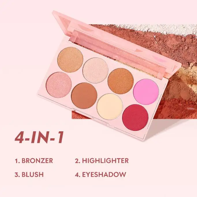 Hot bán nhãn hiệu riêng 8 màu mặt Matte trang điểm Blush tấm lâu dài Matte ánh sáng lung linh Eyeshadow Pallet