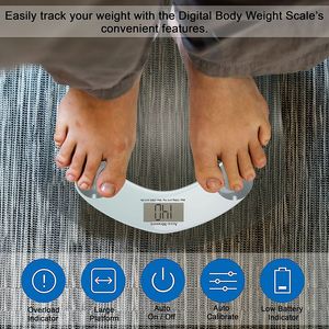 Báscula Digital para Baño de Vidrio Templado para Uso Doméstico, 180 kg/396 lb, Cuadrada, <span class=keywords><strong>300</strong></span> x <span class=keywords><strong>300</strong></span> mm - Product Image 5
