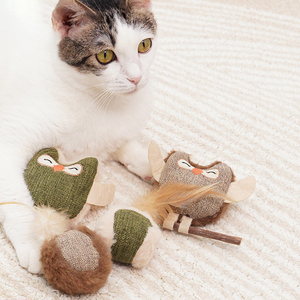 Jouets écologiques pour chats Liangkeshu en lin, saveur poulet, herbe à chat, plumes, liane argentée, bâtonnets à mâcher pour le soin dentaire, anti-ennui et pour les dents - Product Image 2