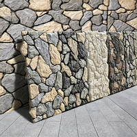 Panneau mural en pierre artificielle PU haute fidélité, style moderne, multicolore, léger, 1200*600*45mm, pour mur extérieur de villa