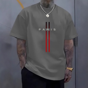 T-shirt décontracté pour homme en coton 100% à manches courtes, coupe ample, antibactérien, col rond, grande taille, avec impression de la lettre <span class=keywords><strong>Paris</strong></span> - Product Image 3