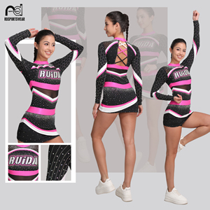 Nouvelle conception d'uniforme de cheerleading personnalisé sublimé, ensemble haut et short à manches longues - Product Image 5