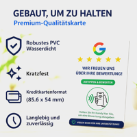 Cartes de commentaires Google NFC en PVC allemand CR80 avec code QR pour les commentaires Google et les retours clients des entreprises