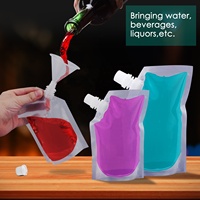 Sacs de bouteilles en plastique transparent à prix compétitif, emballage de boissons alcoolisées liquides de voyage, pochette de bec verseur