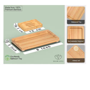 <b>Bamboo</b> Tray Rectangular Minimalist Design For <b>Soap</b> <b>Dish</b> And Home Decor Floral Pattern - Product Image 3