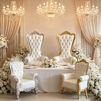 Fauteuil Trône Élégant à Dossier Haut, Chaise Rembourrée de Luxe pour Mariage, Anniversaire, Hôtel, Banquet