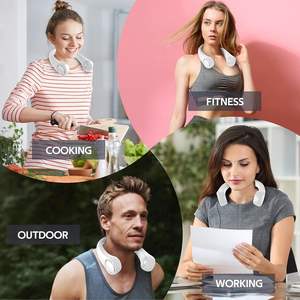 Nouveautés 2025 Ventilateur de cou portable USB 1200 mAh Mini ventilateur rechargeable à charge rapide pour l'extérieur Style sportif Mains libres - Product Image 6