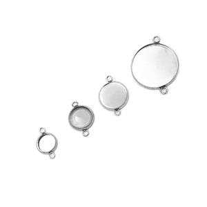 Base de disque ronde en acier inoxydable 6-25 mm à double boucle pour la fabrication de bijoux DIY, vente en gros - Product Image 4