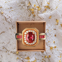 Groothandel 925 zilveren rode robijn vergulde ovale ring Europa stijl bruiloft Valentijn cadeau sieraden
