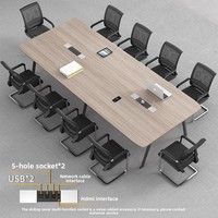 Table de conférence longue, mobilier de bureau, table de négociation, table de formation, combinaison table et chaises de bureau, bureau multi-personnes en bambou