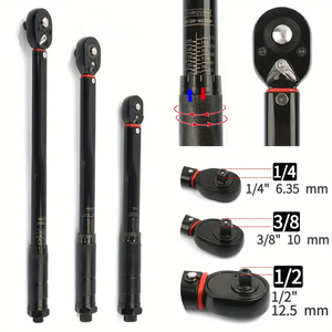Clé dynamométrique professionnelle OEM à cliquet, embouts 1/4'', 3/8'', 1/2'', tube plat durable, clé de réparation automobile - Product Image 4