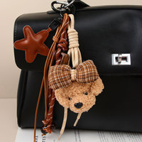 Pendentif semi-artisanal style Miu, adorable chiot en peluche avec nœud étoile, breloque de sac en corde tressée pentagramme