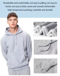 Sudadera con Capucha Personalizada de Alta Calidad con Estampado en Relieve, Sudadera con Capucha Blanca Extra Grande para Hombre, Sudadera con Capucha Lisa con Estampado Puff para Hombre - Product Image 6