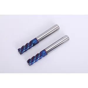 HRC65 Blue Coating End Mill Lathe Cutting Tools Safety Milling Cutters Carbide Endmills