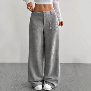 <span class=keywords><strong>Pantaloni</strong></span> Casual Vintage Europei e Americani da <span class=keywords><strong>Donna</strong></span> con Tasche Frontali e Posteriori, Tinta Unita - Product Image 6