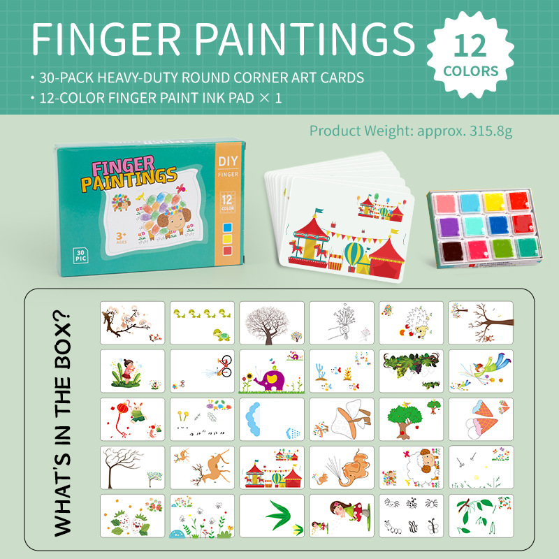 12-color finger painting-12-color printing table 30 cards-cpc/ce