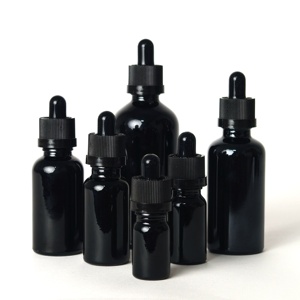 Flacon compte-gouttes en verre opale noir CR de 5 ml, 10 ml, 15 ml, 20 ml, 30 ml, 50 ml, 100 ml, flacon d'huile essentielle, compte-gouttes en verre résistant aux enfants - Product Image 2