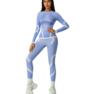 ชุดออกกำลังกายผู้หญิงสำหรับฤดูใบไม้ร่วงและฤดูหนาว ระบายอากาศได้ดี เป็นมิตรกับสิ่งแวดล้อม ใส่ได้สองด้าน กันลม อุ่นสบาย กระชับเอว ด้านหน้าสีพื้น - Product Image 1