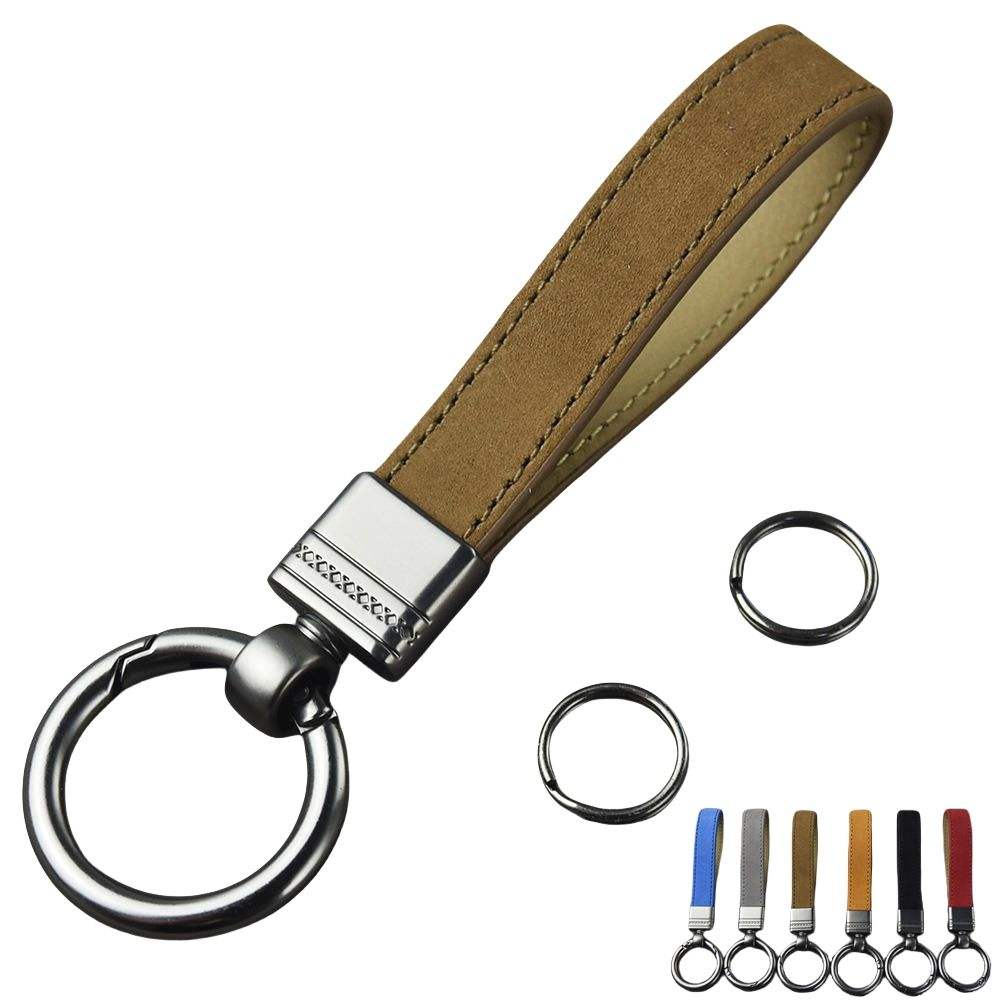 Wholesale Cow Stamped Leather Car Key Chains for Women Men Promotional  Genuine Leather Custom Logo Keyring Key Holder Key Chain