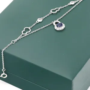 Số lượng lớn Ân Sủng 925 Sterling Bạc Vòng Đeo tay phụ nữ đồ trang sức Mỹ tự nhiên Sapphire mắt cá chân Vòng đeo tay quyến rũ personnalisee cho phụ nữ