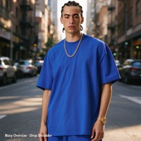 T-shirt vierge 100% coton épais avec logo personnalisé, coupe oversize à épaules tombantes, style streetwear, vente en gros, 21 couleurs, tailles XS-XXL