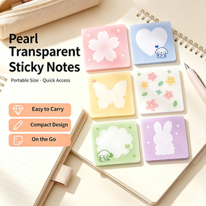 Blocs-notes adhésifs transparents SK Pearl, couleurs pastel, design mignon, impression personnalisée, blocs-notes inscriptibles - Product Image 6