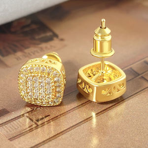 Luxury Fashionable Trendy Design Hip Hop <b>Stud</b> Earrings Brass Micro Paved Zircon Heart 18K Gold Plated Women Gift - Product Image 3