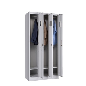 Armoire de rangement métallique à 3 portes au design moderne pour chambre à coucher, en acier, pour suspendre les vêtements, pour hôtel ou salle de sport - Product Image 3