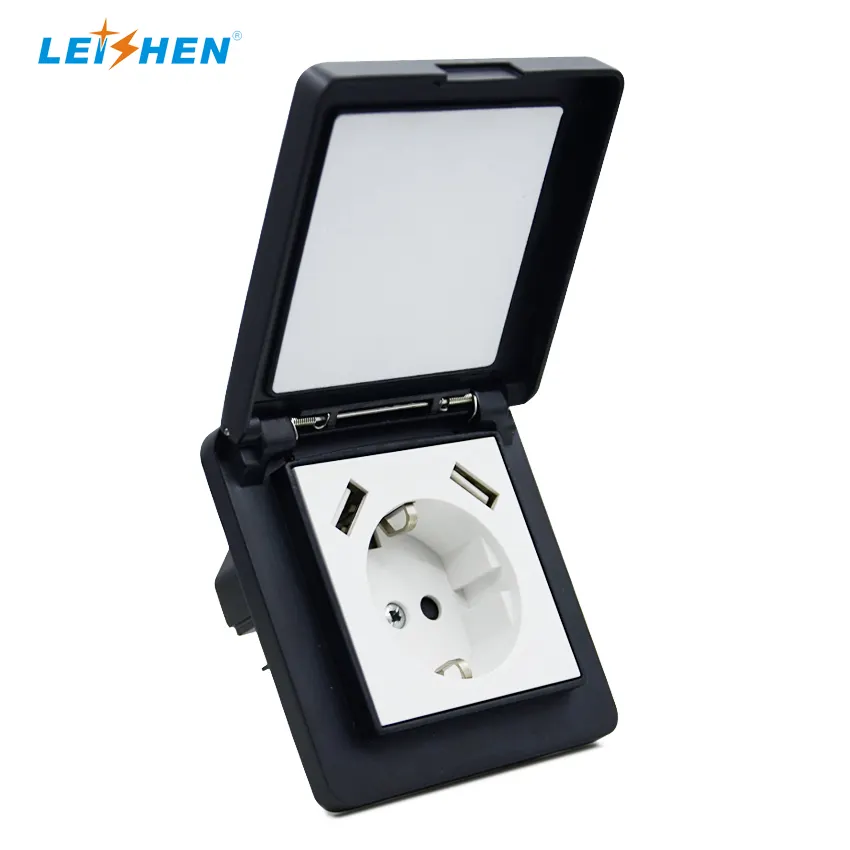 water proof Schuko Socket with system 55 Complete Set USB Charger Connection Shutter Touch Protection Easy Installation
