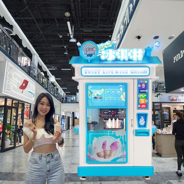 Professional Commercial Fully Automatic Italian Soft Ice Cream Vending Machine Smart Robot 28L/H Quick Make Touch Screen