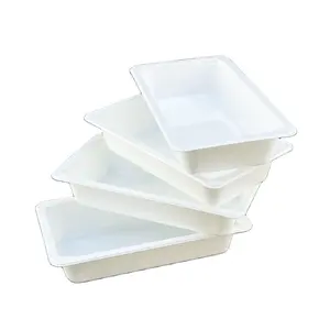 1 kompartemen persegi panjang nampan putih hitam penerbangan wadah makanan Oval baki makanan untuk plastik kemasan nampan
