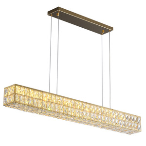 Lámpara Colgante LED de Cristal Dorado y Acero Inoxidable con Altura Ajustable para Sala de Estar, 5000K, Control Remoto, Regulable - Product Image 5