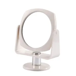 Double-Sided Plastic Frame Cosmetic Makeup Mirror with Base for Enhanced Makeup Application