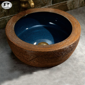 Lavabo de comptoir en céramique émaillée colorée de Jingdezhen, contemporain, résistant à l'eau, écologique, vente en gros, garantie 3 ans - Product Image 4