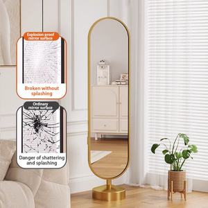 Espejo de Maquillaje Moderno para Decoración del Hogar con Diseño Arqueado, Estante de Almacenamiento Metálico Multifuncional, Espejo de Pie de Vidrio Personalizado para Uso Doméstico - Product Image 3