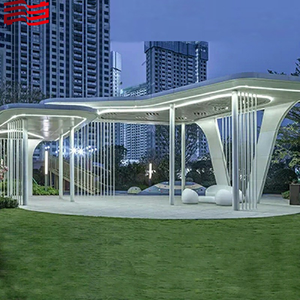 Produttore di sculture paesaggistiche personalizzate in acciaio inossidabile per esterni con padiglione quadrato in acciaio grande galleria - Product Image 3