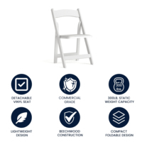 Chaise pliante en résine rembourrée blanche, moderne, portable et empilable, pour jardin, villa, mariage, salon, appartement - Vente en gros