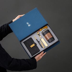 Ensemble cadeau promotionnel d'entreprise de luxe de haute qualité pour hommes et femmes, bloc-notes relié en cuir PU avec logo personnalisé, 100 exemplaires - Product Image 3