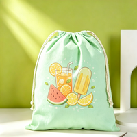 Sacs à cordon en toile de coton recyclable, écologiques, lavables, à motif de dessin animé simple, imprimés sur mesure, mini pochettes portables à cordon