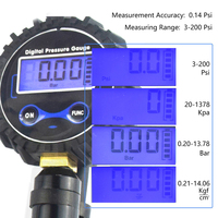 Manomètre numérique universel LCD en alliage d'aluminium 200 PSI pour gonflage de pneus à clipser sur le tuyau d'air comprimé